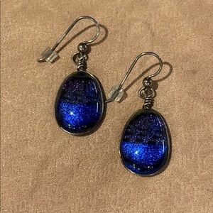 Cosmic Blue and Purple Teardrop Earrings - NWOT